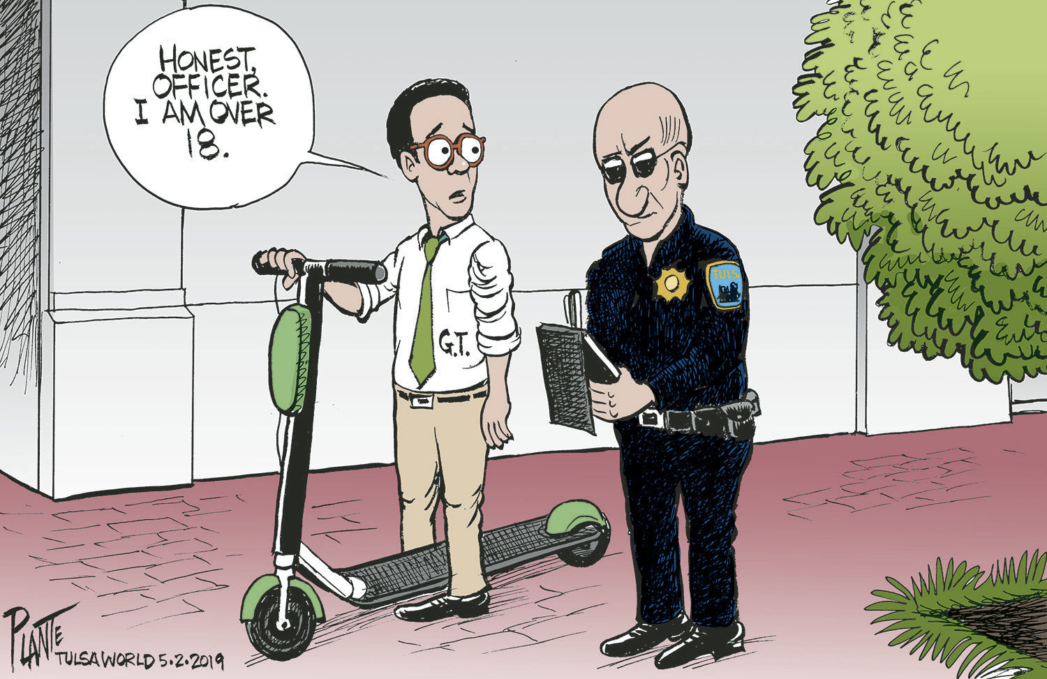Bruce Plante Cartoon: G.T. and the Scooter